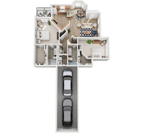 Floor plan for 2 beds, 2 baths, 1337 sqft